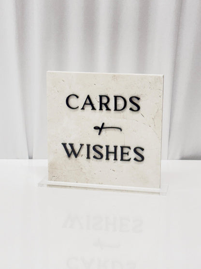 Marble 3D Cards and Wishes Table Sign | Wedding Sign | Modern Wedding Decor | Favor Sign | Party Tabletop Signs | Gold Mirror