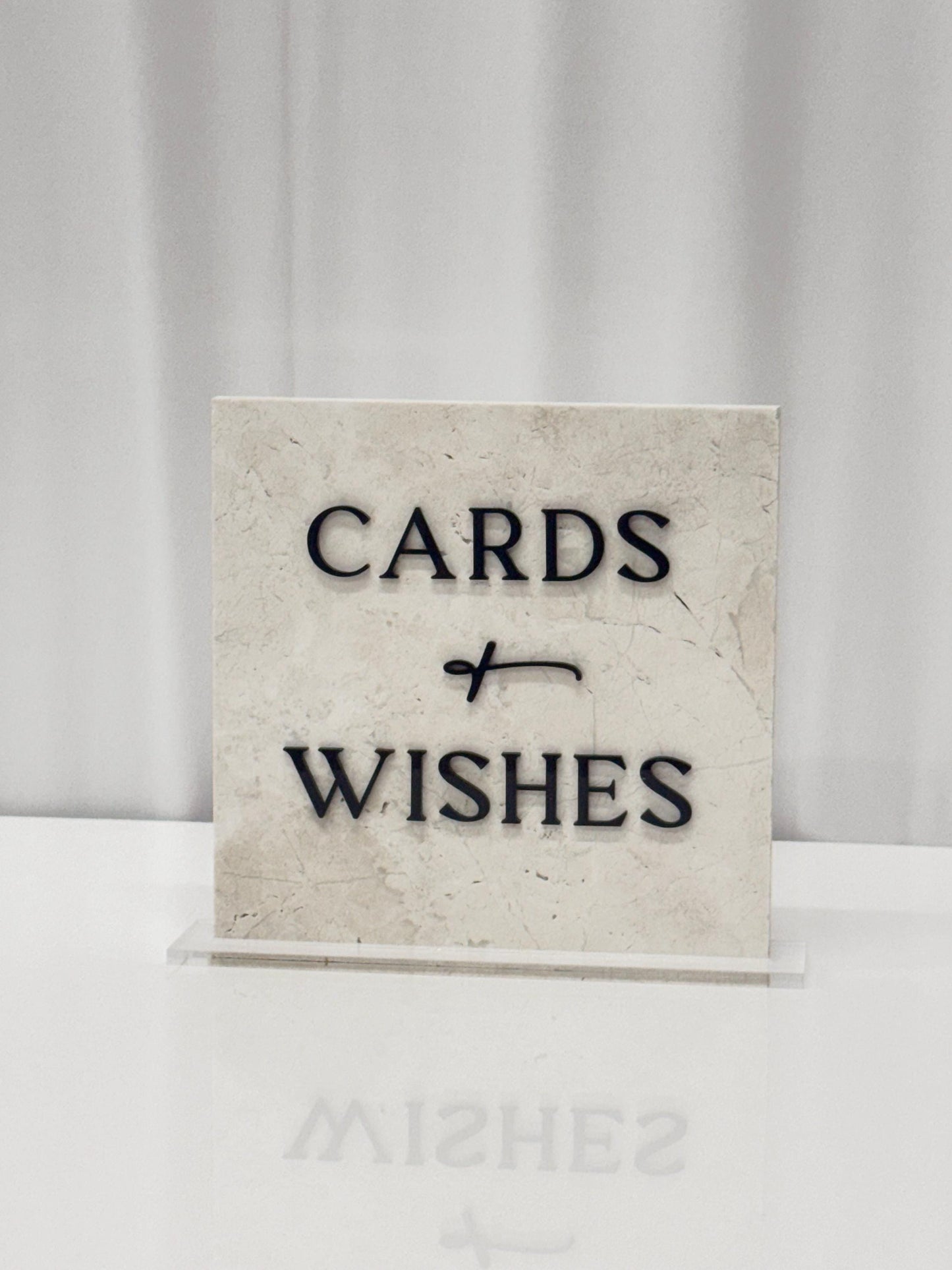 Marble 3D Cards and Wishes Table Sign | Wedding Sign | Modern Wedding Decor | Favor Sign | Party Tabletop Signs | Gold Mirror