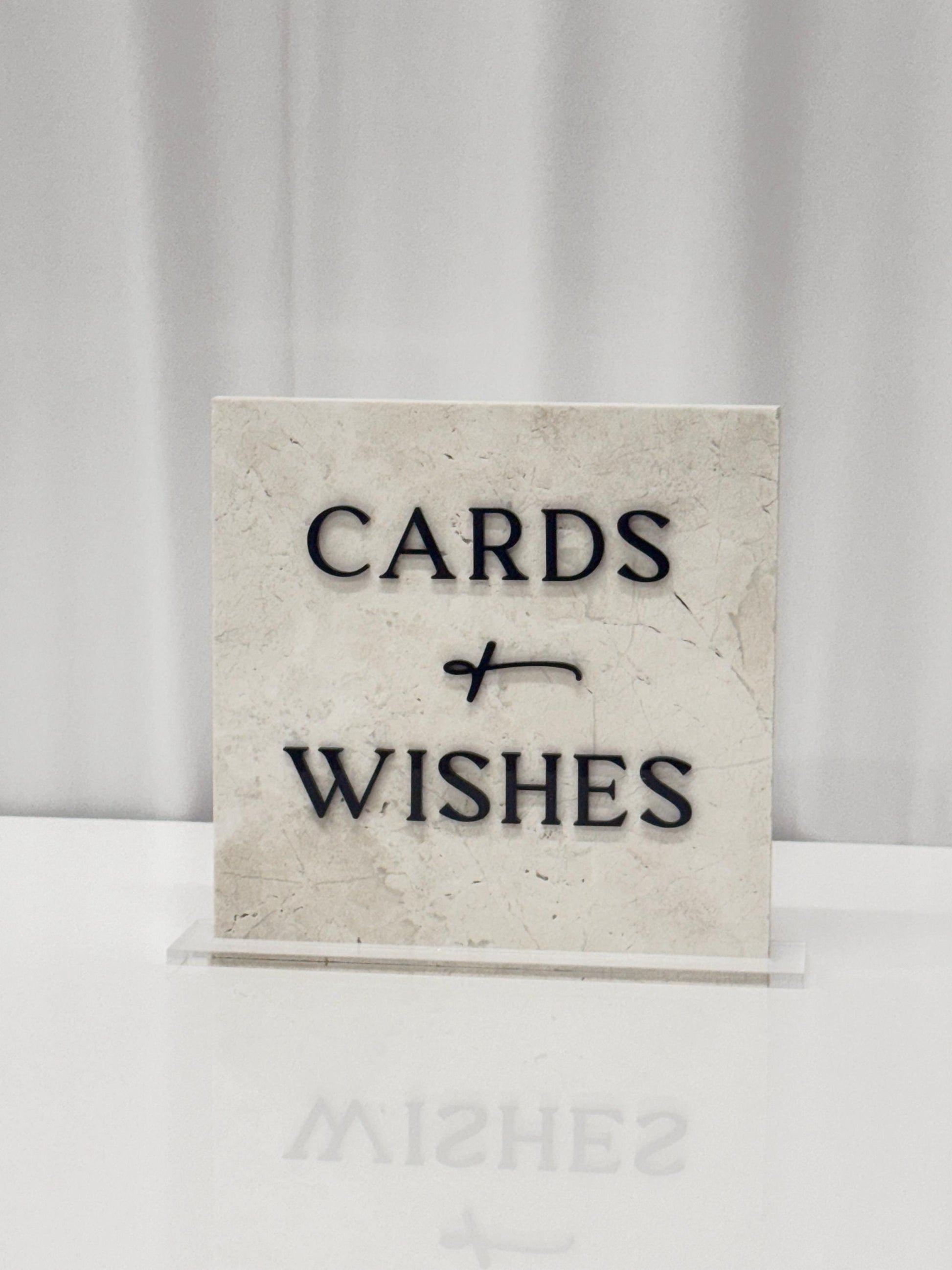Marble 3D Cards and Wishes Table Sign | Wedding Sign | Modern Wedding Decor | Favor Sign | Party Tabletop Signs | Gold Mirror