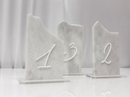 3D Marble Stone Table Numbers | Wedding Unique Signage | Custom Layered Decor | Table Numbers | Tablescape Decor | Natural Marble