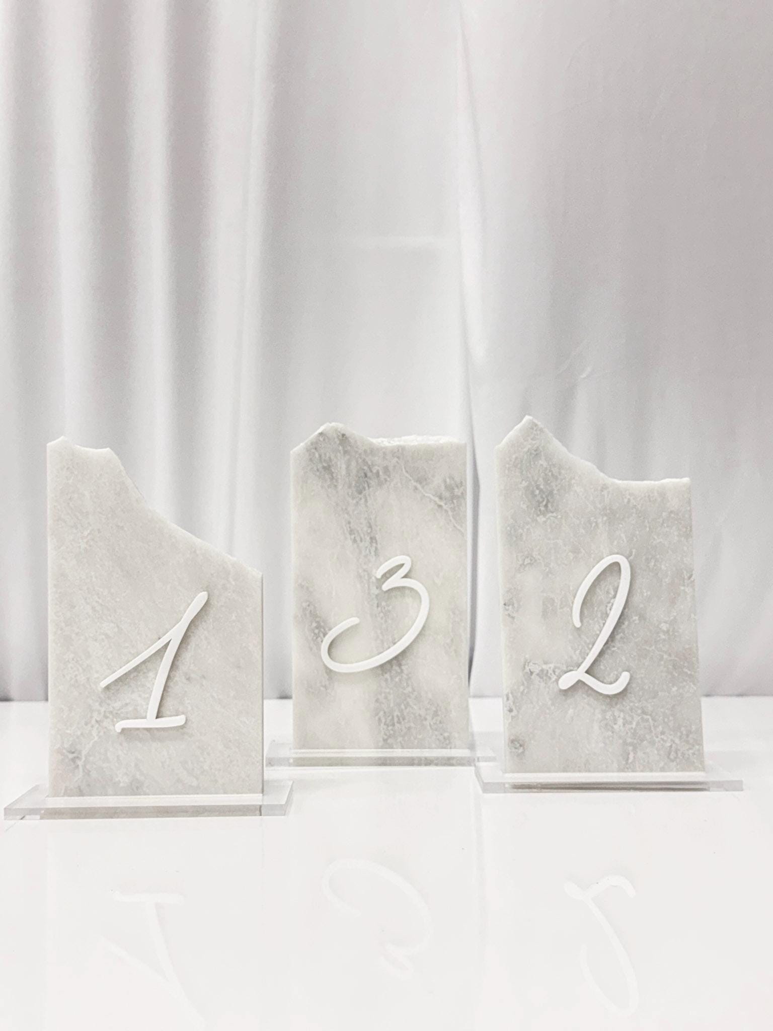 3D Marble Stone Table Numbers | Wedding Unique Signage | Custom Layered Decor | Table Numbers | Tablescape Decor | Natural Marble