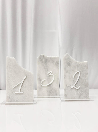 3D Marble Stone Table Numbers | Wedding Unique Signage | Custom Layered Decor | Table Numbers | Tablescape Decor | Natural Marble