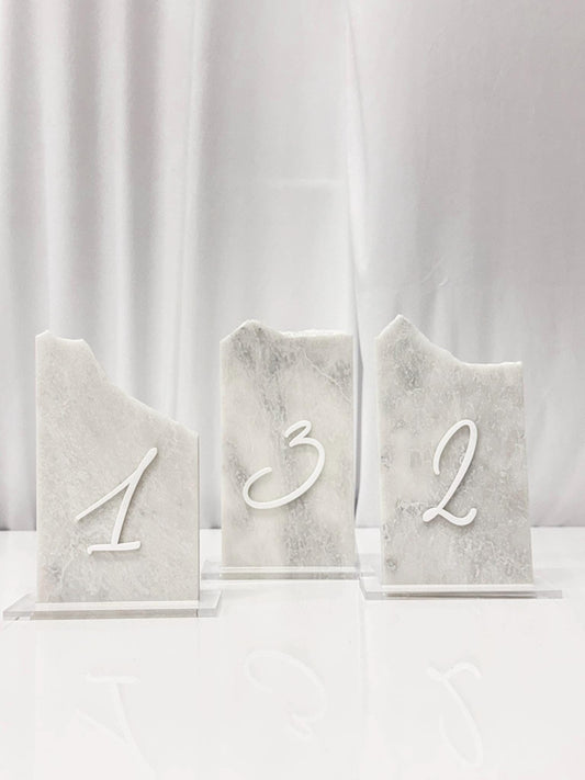 3D Marble Stone Table Numbers | Wedding Unique Signage | Custom Layered Decor | Table Numbers | Tablescape Decor | Natural Marble