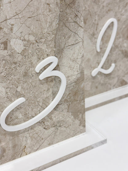 3D Marble Stone Table Numbers | Wedding Unique Signage | Custom Layered Decor | Table Numbers | Tablescape Decor | Travertine Looking