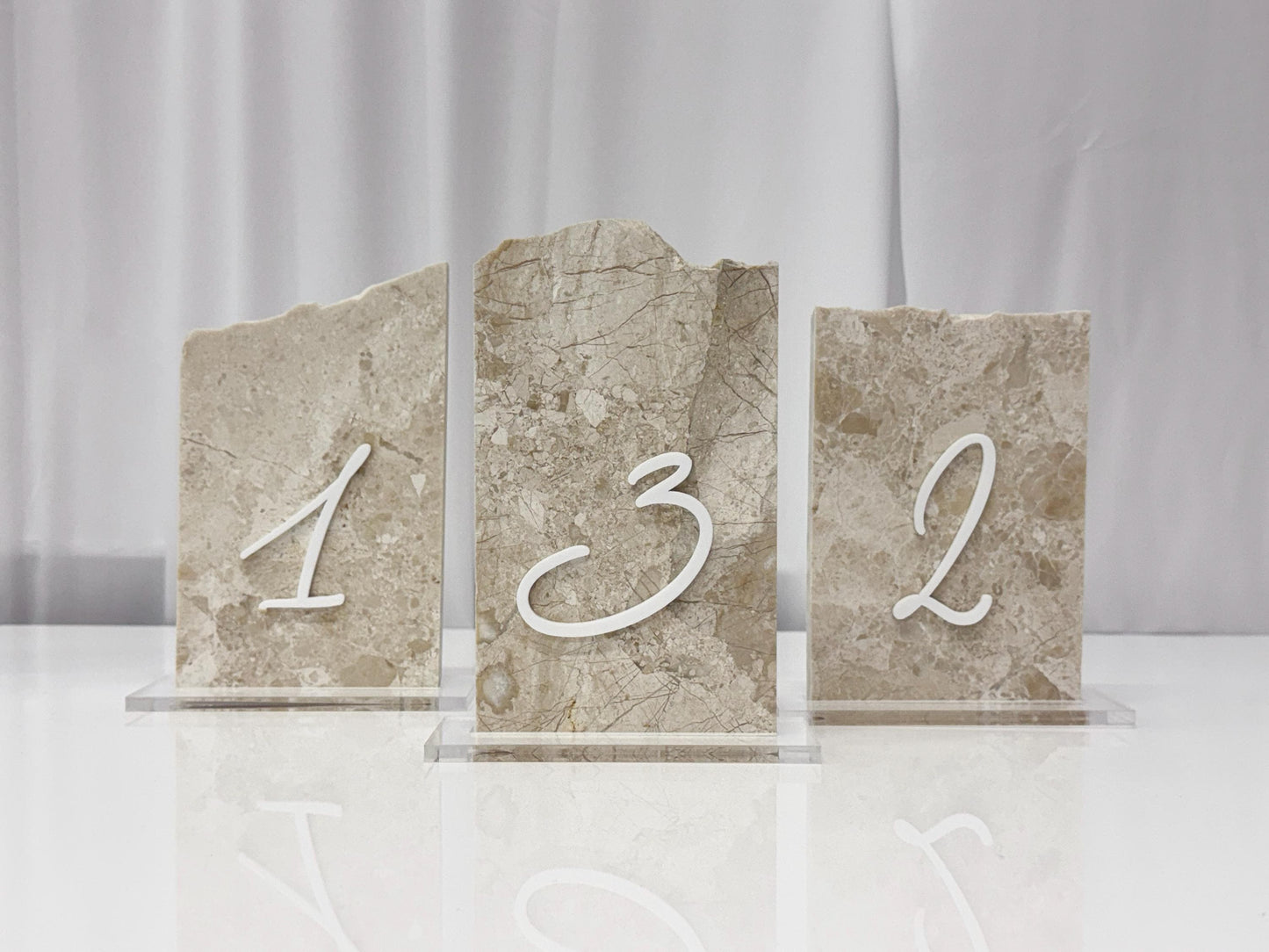 3D Marble Stone Table Numbers | Wedding Unique Signage | Custom Layered Decor | Table Numbers | Tablescape Decor | Travertine Looking