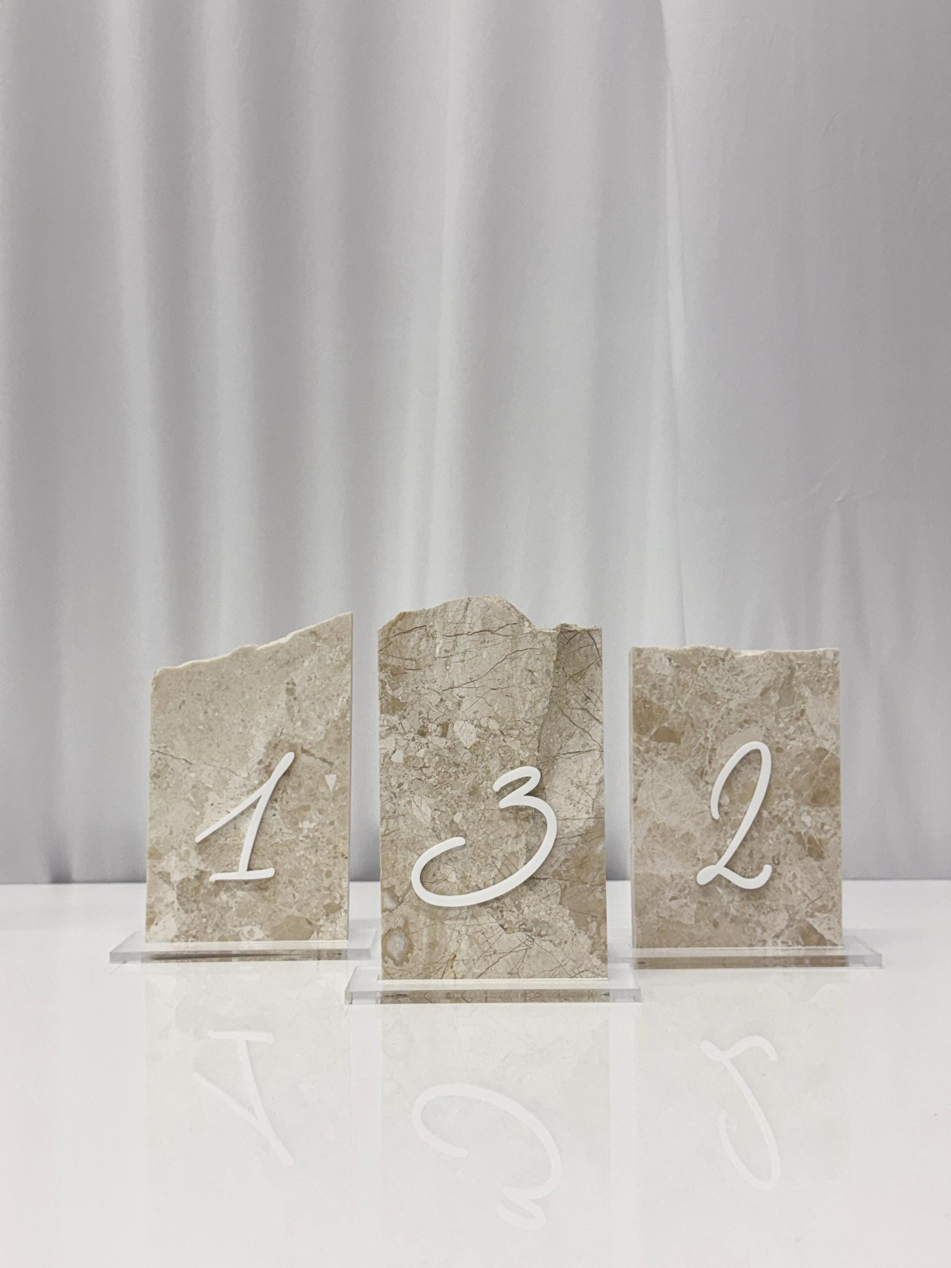 3D Marble Stone Table Numbers | Wedding Unique Signage | Custom Layered Decor | Table Numbers | Tablescape Decor | Travertine Looking