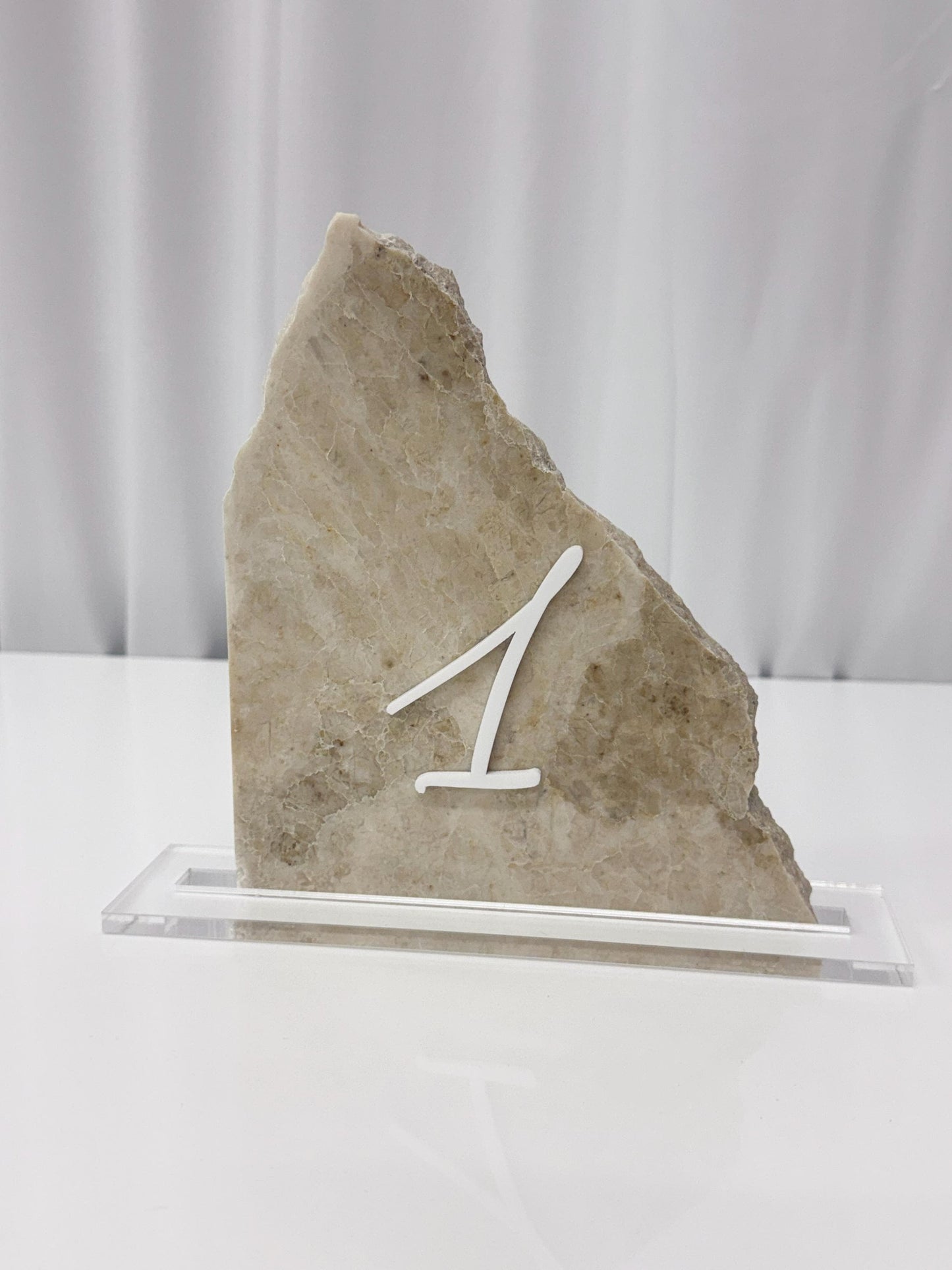 3D Marble Stone Acrylic Table Number Sign | Unique Wedding Signage | Custom Layered Decor | Travertine Marble | Modern Reception Decor