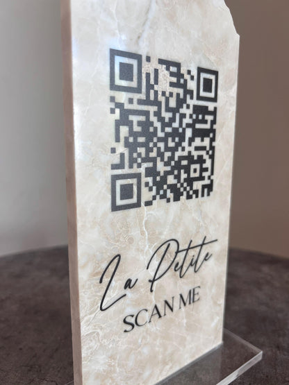 Custom QR Code Marble Stone Sign | Wedding QR Code Sign | Business QR Sign | Scan Me Sign | Social Media Sign