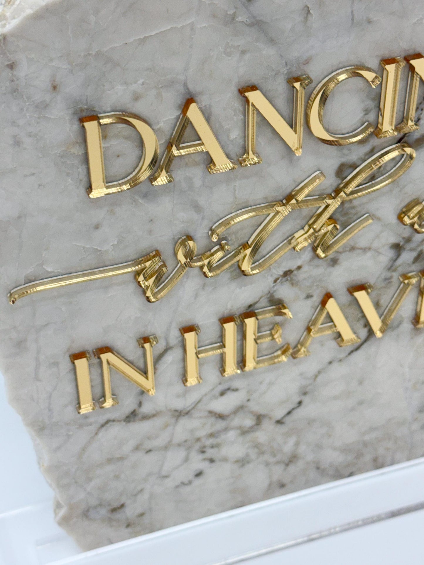 Dancing With Us In Heaven Wedding Sign | Memorial Table Decor | In Loving Memory Sign | Marble Stone Wedding Sign