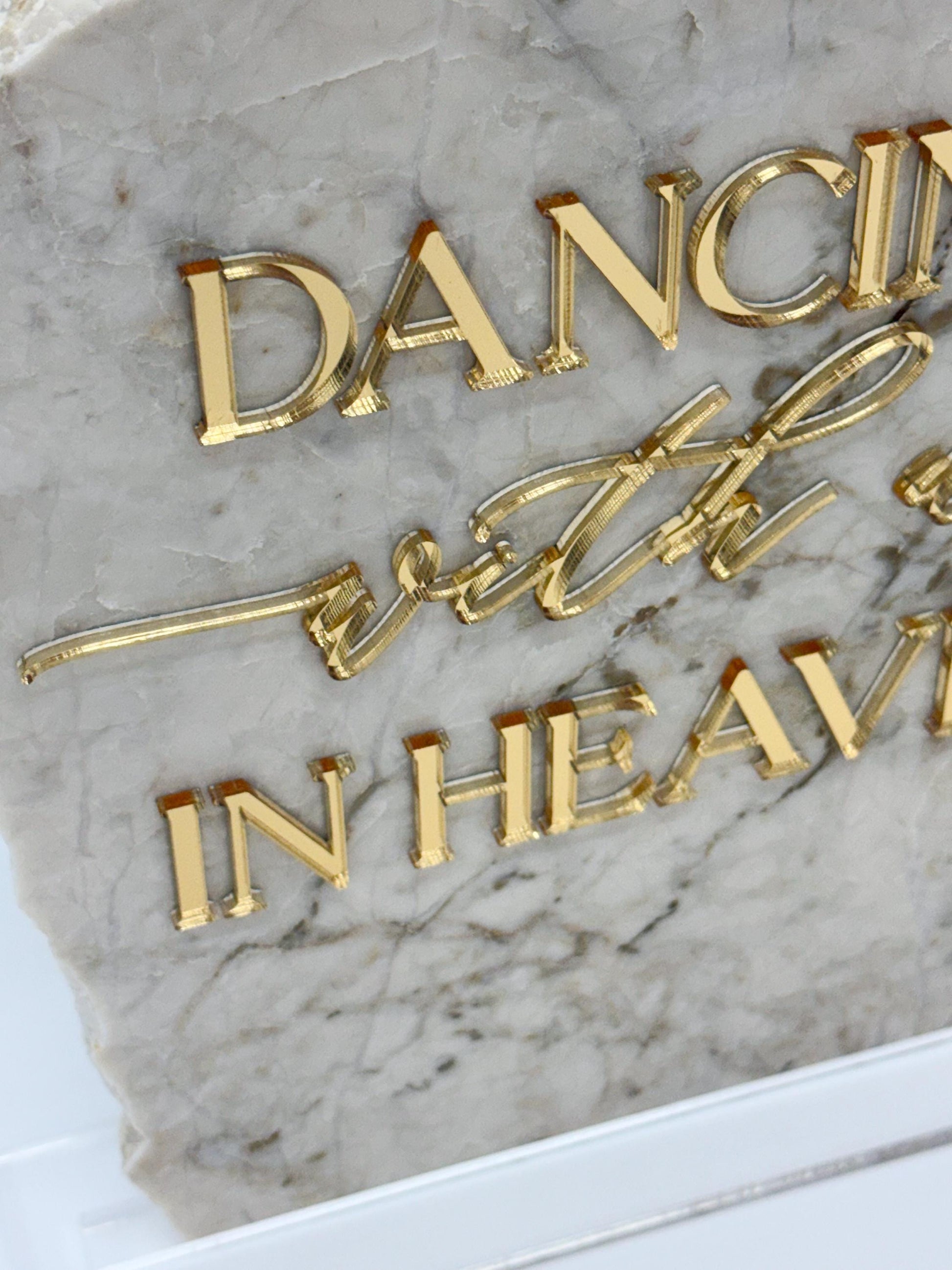 Dancing With Us In Heaven Wedding Sign | Memorial Table Decor | In Loving Memory Sign | Marble Stone Wedding Sign