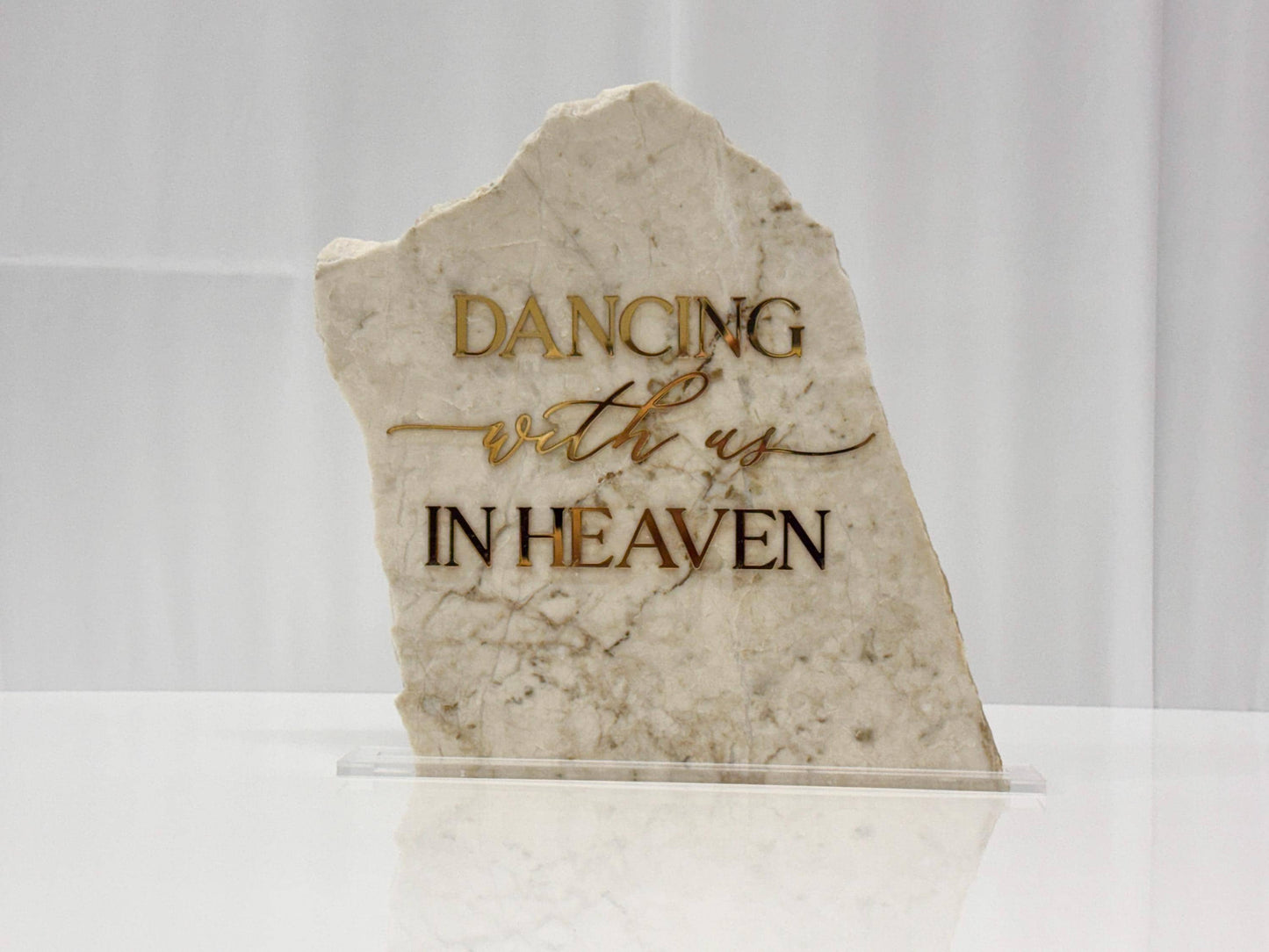 Dancing With Us In Heaven Wedding Sign | Memorial Table Decor | In Loving Memory Sign | Marble Stone Wedding Sign