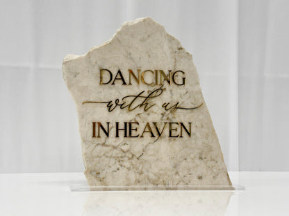 Dancing With Us In Heaven Wedding Sign | Memorial Table Decor | In Loving Memory Sign | Marble Stone Wedding Sign