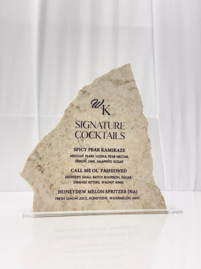 Taupe Marble Stone Bar Sign | Wedding Unique Signage | Menu sign | Drink Sign | Bar Sign | Signature Drinks