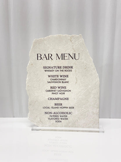 Marble Stone Bar Menu Sign | Wedding Drink Menu Sign | Custom Bar Sign | Signature Drinks Menu | Wedding Signage