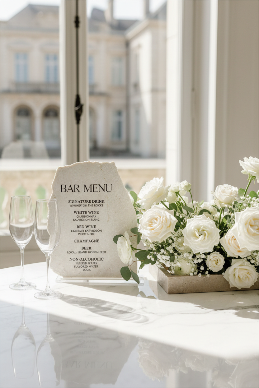 Marble Stone Bar Menu Sign