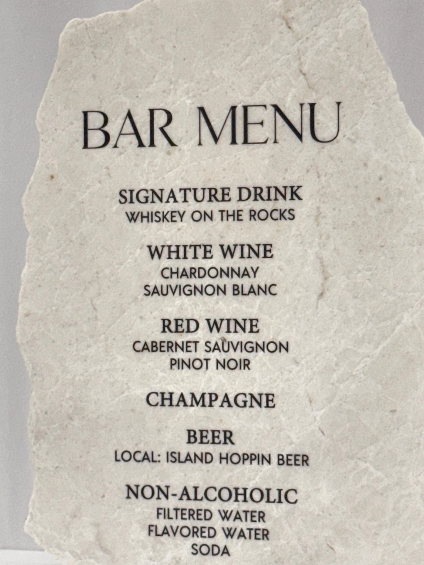 Marble Stone Bar Menu Sign | Wedding Drink Menu Sign | Custom Bar Sign | Signature Drinks Menu | Wedding Signage