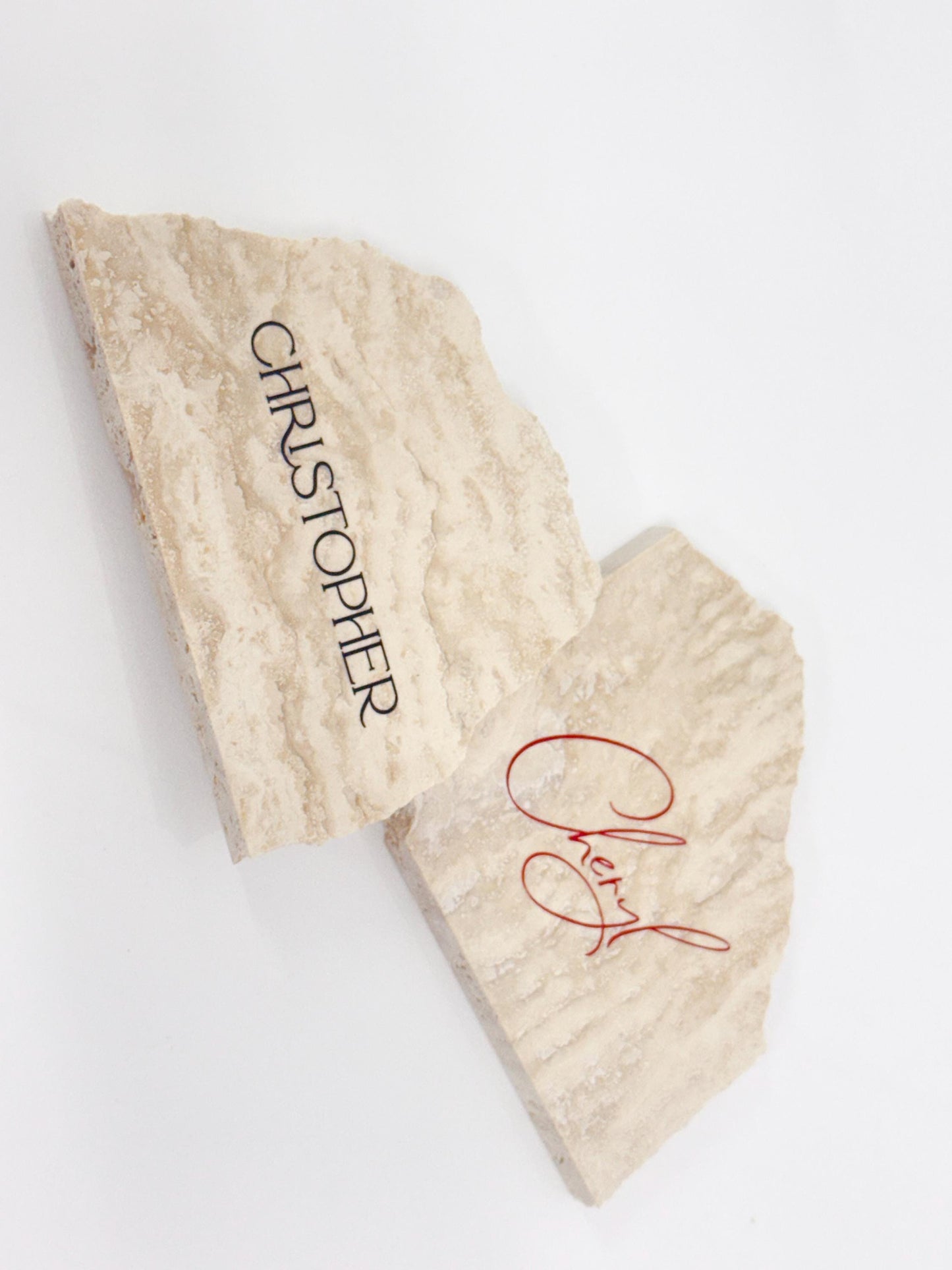 Irregular Travertine Stone Place Card | Acrylic Wedding Place Name | Travertine Looking