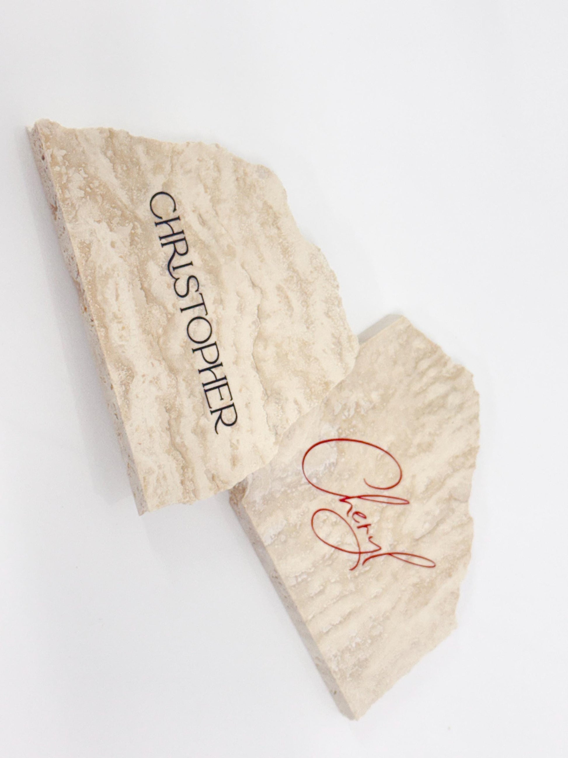 Irregular Travertine Stone Place Card | Acrylic Wedding Place Name | Travertine Looking