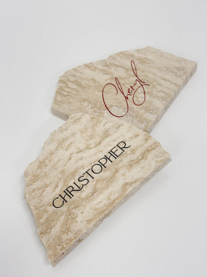 Irregular Travertine Stone Place Card | Acrylic Wedding Place Name | Travertine Looking