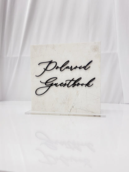 Marble 3D Polaroid Guestbook Table Sign | Wedding Sign | Modern Wedding Decor | Favor Sign | Party Tabletop Signs