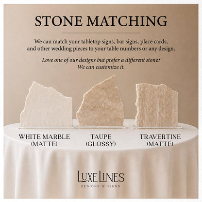 Travertine 3D A Love Set In Stone Table Sign | Wedding Sign | Modern Wedding Decor | Favor Sign | Party Tabletop Sign