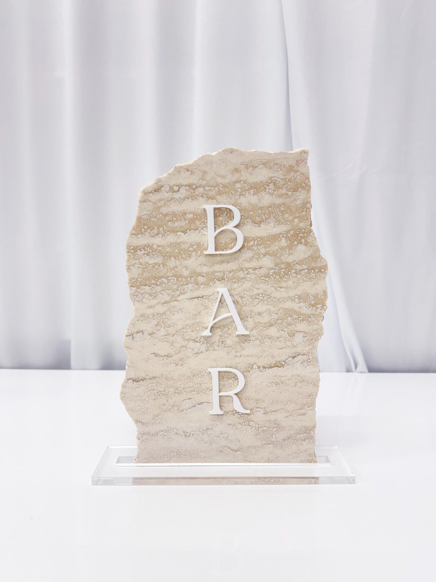 Travertine Stone 3D Bar Table Sign | Wedding Sign | Modern Wedding Decor | Favor Sign | Party Tabletop Signs | Bar Decor