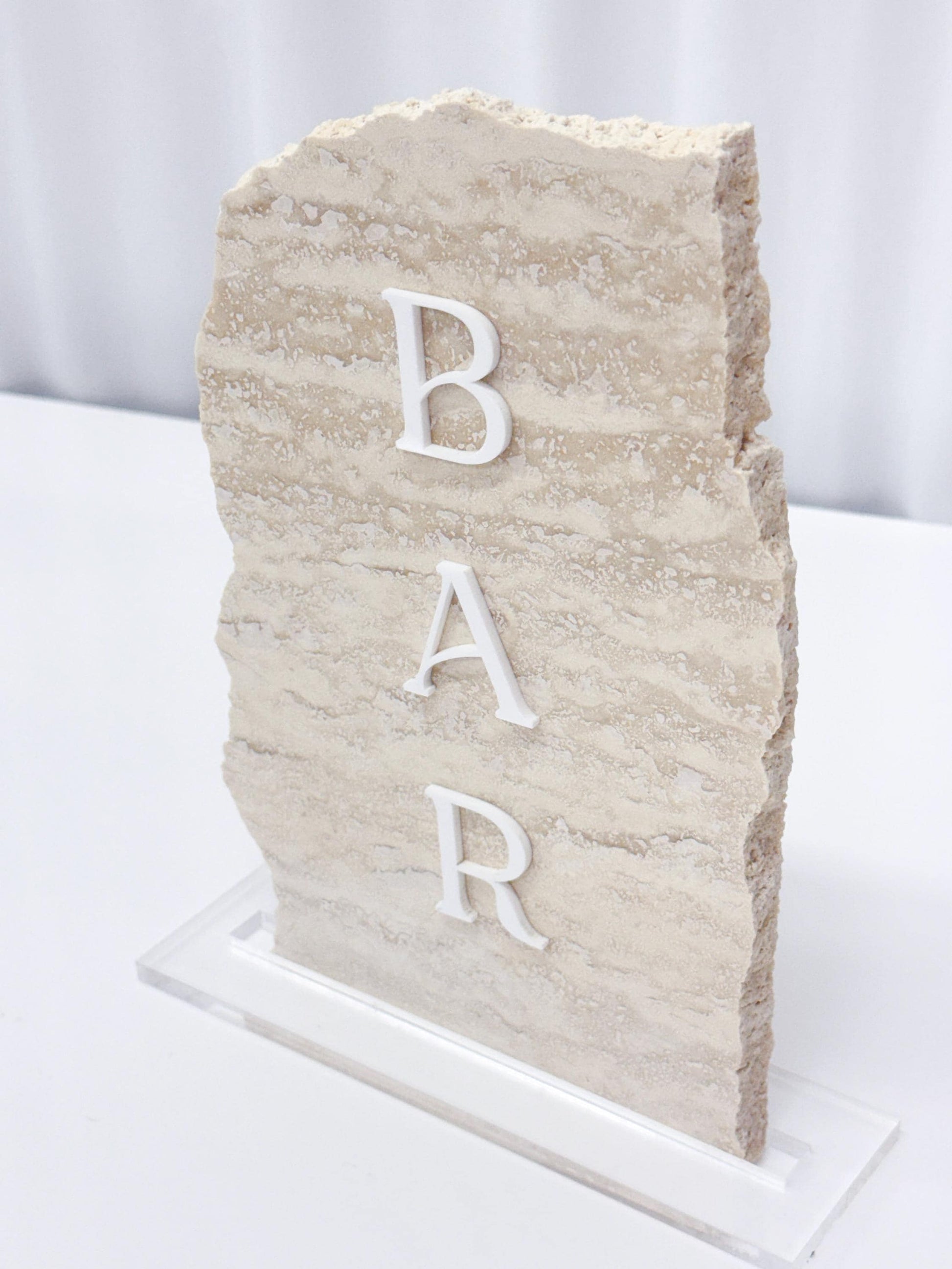 Travertine Stone 3D Bar Table Sign | Wedding Sign | Modern Wedding Decor | Favor Sign | Party Tabletop Signs | Bar Decor