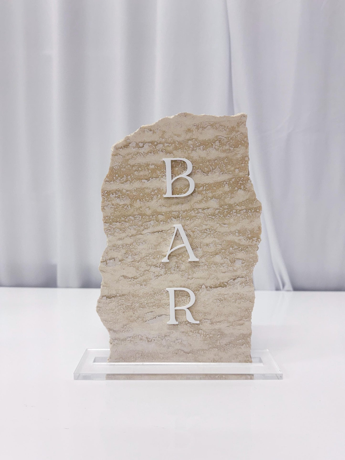 Travertine Stone 3D Bar Table Sign | Wedding Sign | Modern Wedding Decor | Favor Sign | Party Tabletop Signs | Bar Decor