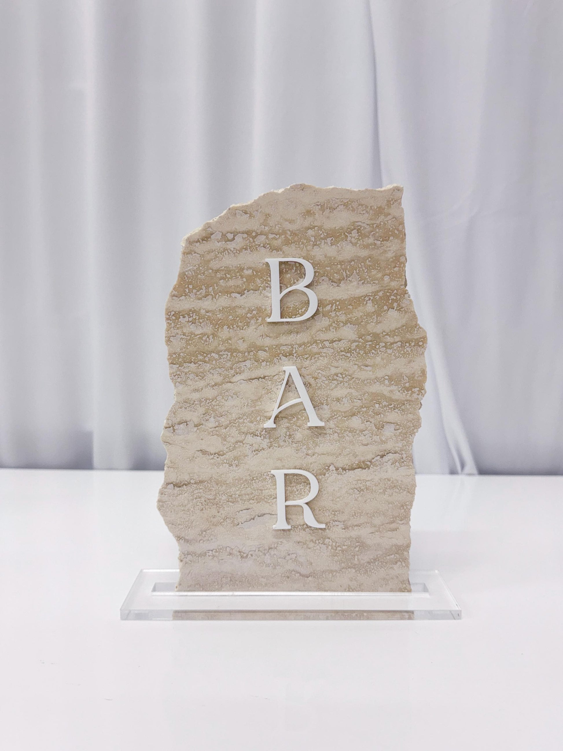 Travertine Stone 3D Bar Table Sign | Wedding Sign | Modern Wedding Decor | Favor Sign | Party Tabletop Signs | Bar Decor
