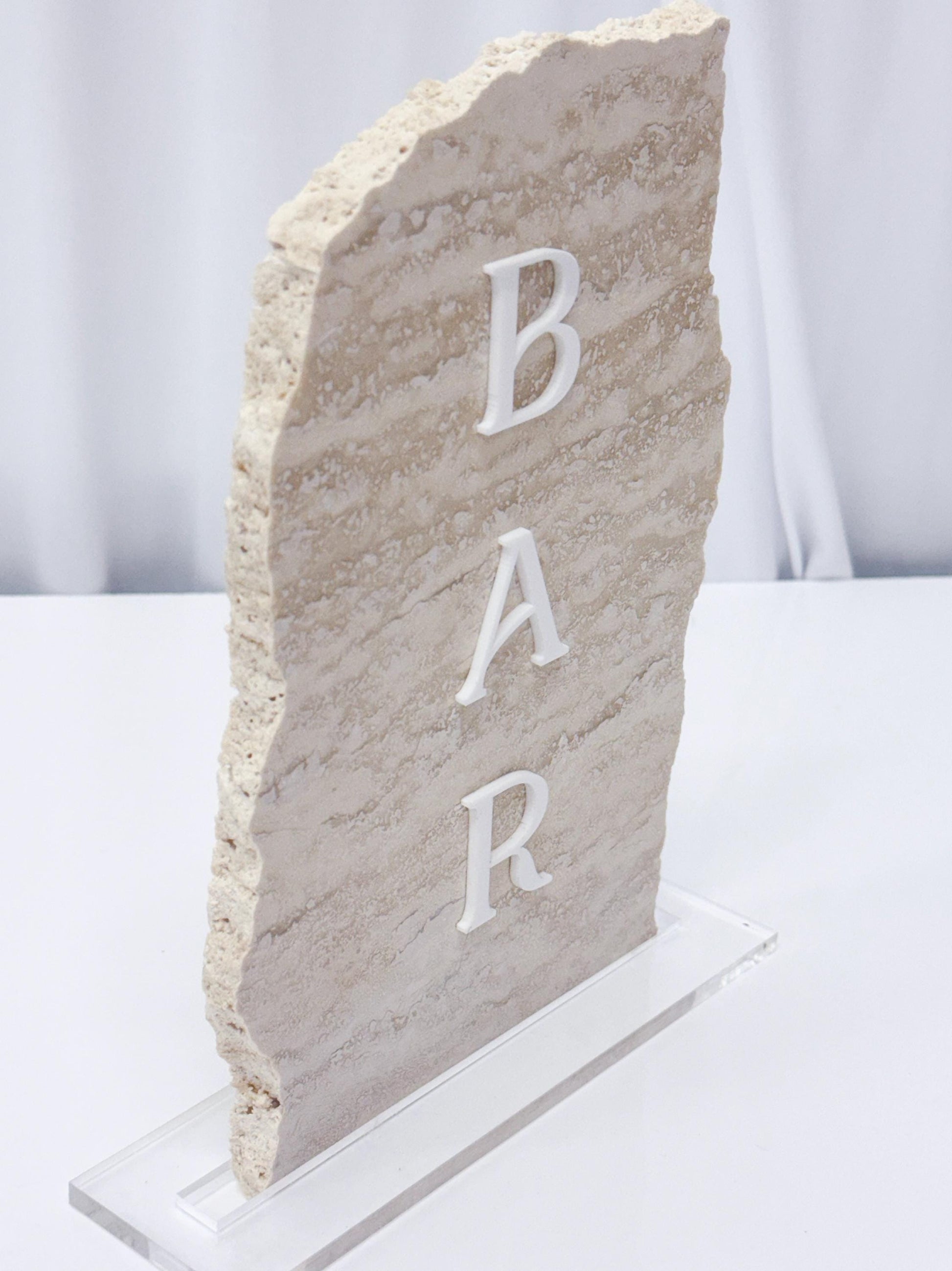 Travertine Stone 3D Bar Table Sign | Wedding Sign | Modern Wedding Decor | Favor Sign | Party Tabletop Signs | Bar Decor