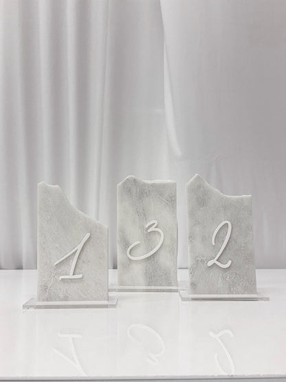 3D Marble Stone Table Numbers | Wedding Unique Signage | Custom Layered Decor | Table Numbers | Tablescape Decor | Natural Marble
