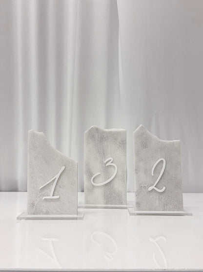 3D Marble Stone Table Numbers | Wedding Unique Signage | Custom Layered Decor | Table Numbers | Tablescape Decor | Natural Marble