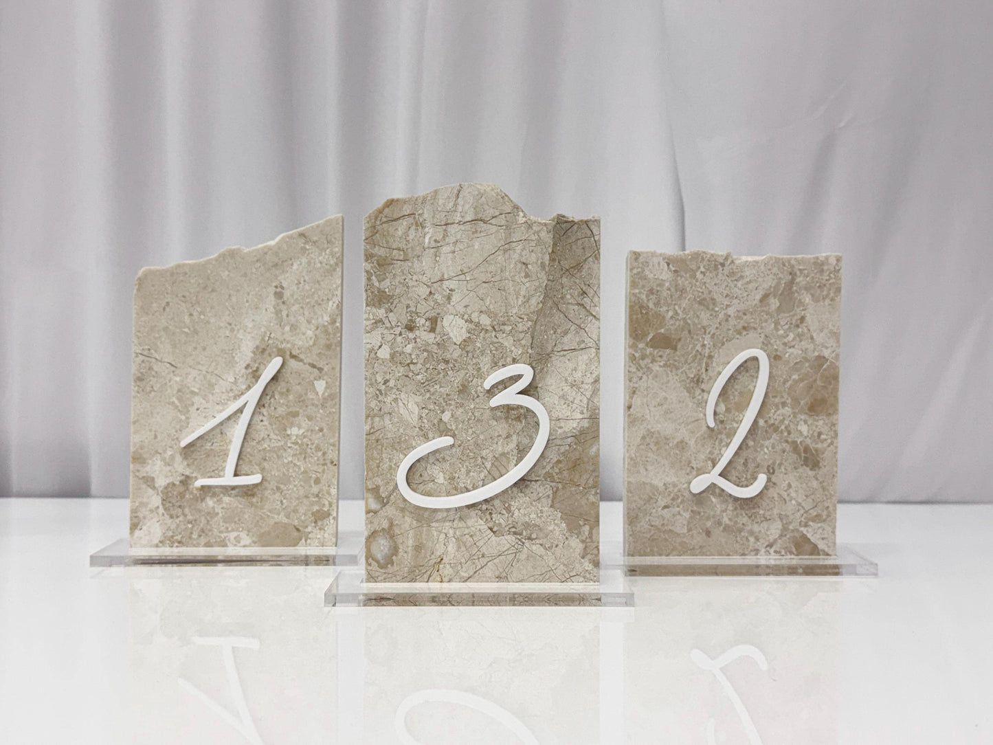 3D Marble Stone Table Numbers | Wedding Unique Signage | Custom Layered Decor | Table Numbers | Tablescape Decor | Travertine Looking