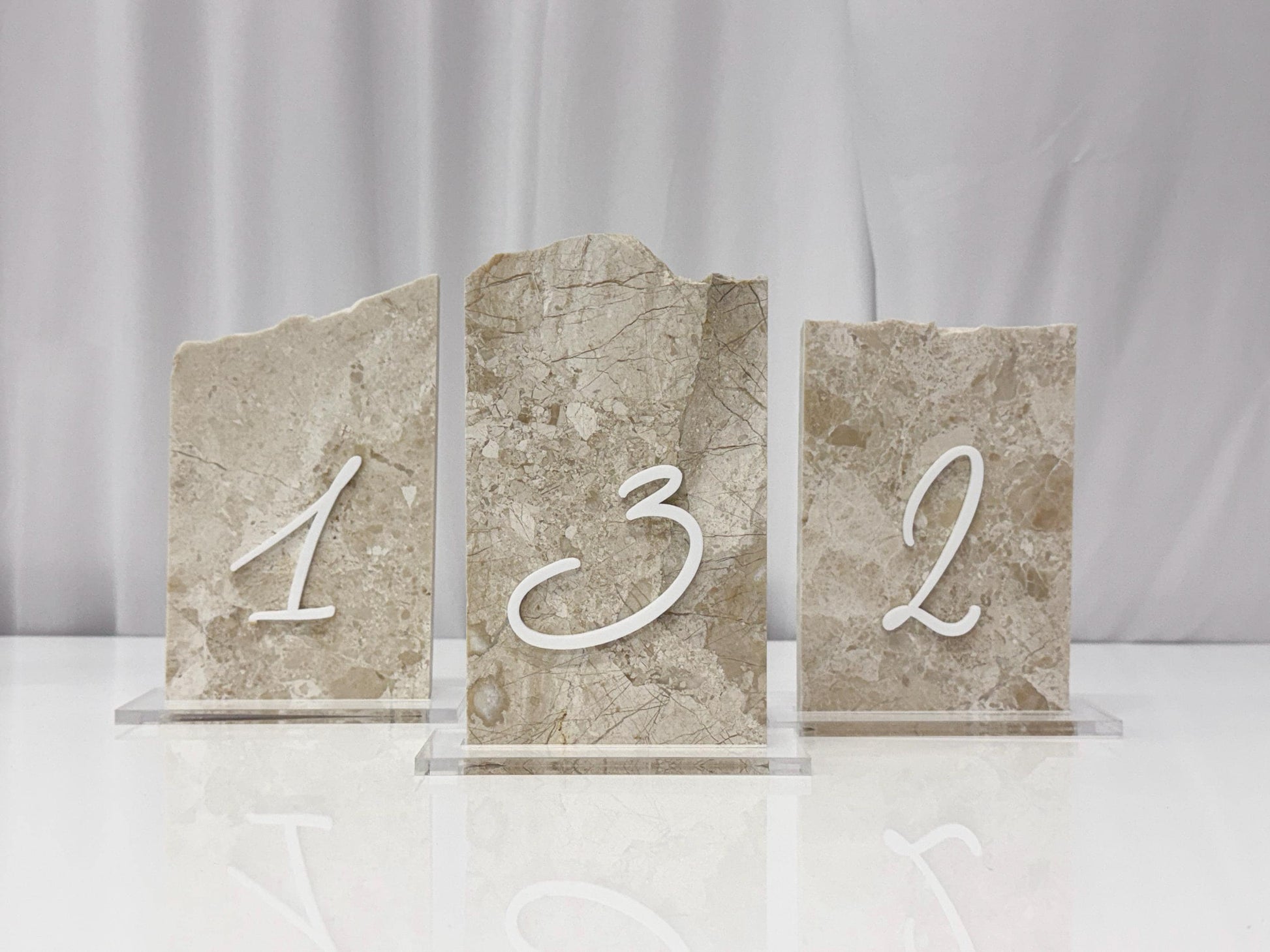 3D Marble Stone Table Numbers | Wedding Unique Signage | Custom Layered Decor | Table Numbers | Tablescape Decor | Travertine Looking