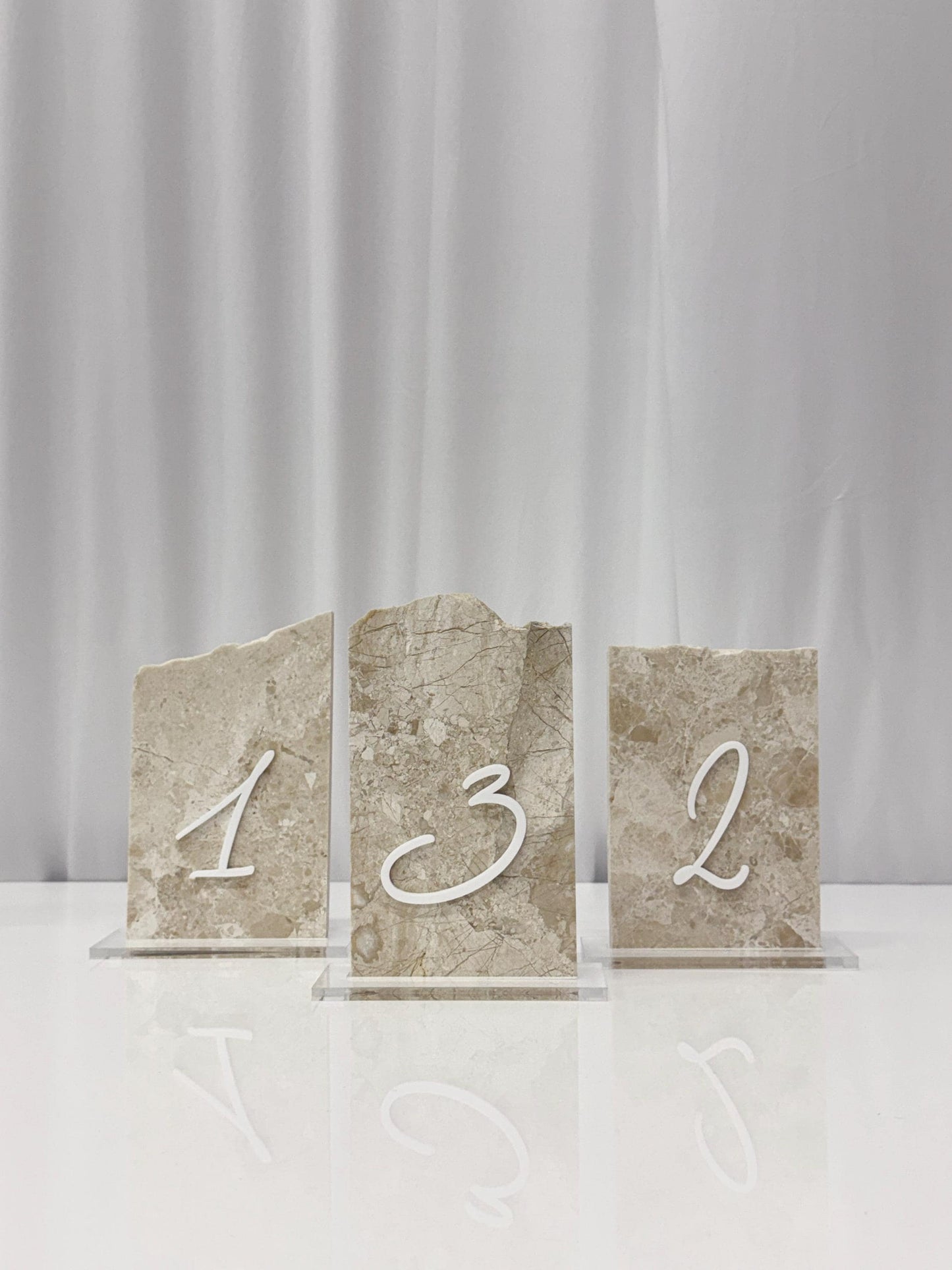 3D Marble Stone Table Numbers | Wedding Unique Signage | Custom Layered Decor | Table Numbers | Tablescape Decor | Travertine Looking