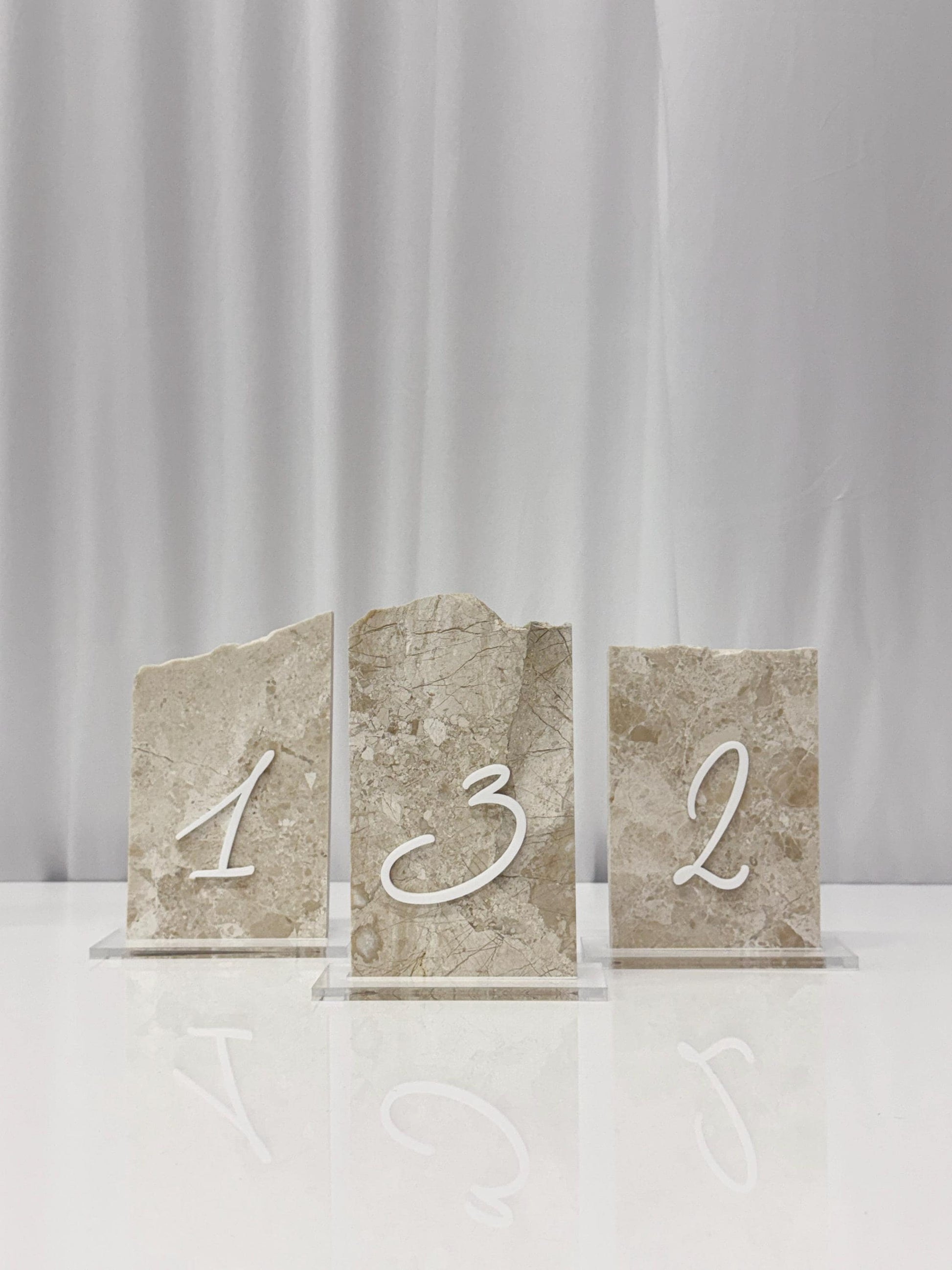 3D Marble Stone Table Numbers | Wedding Unique Signage | Custom Layered Decor | Table Numbers | Tablescape Decor | Travertine Looking