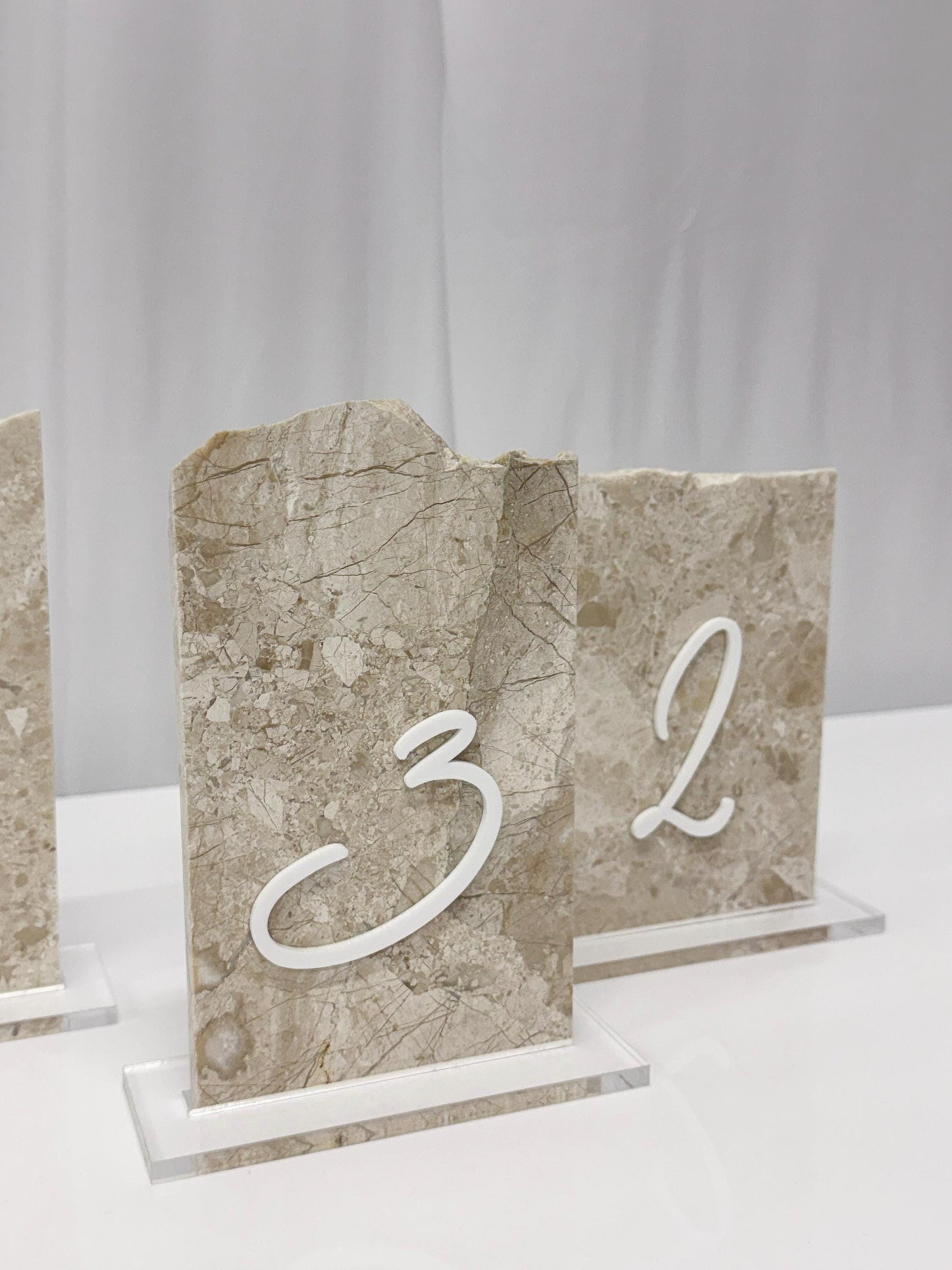 3D Marble Stone Table Numbers | Wedding Unique Signage | Custom Layered Decor | Table Numbers | Tablescape Decor | Travertine Looking