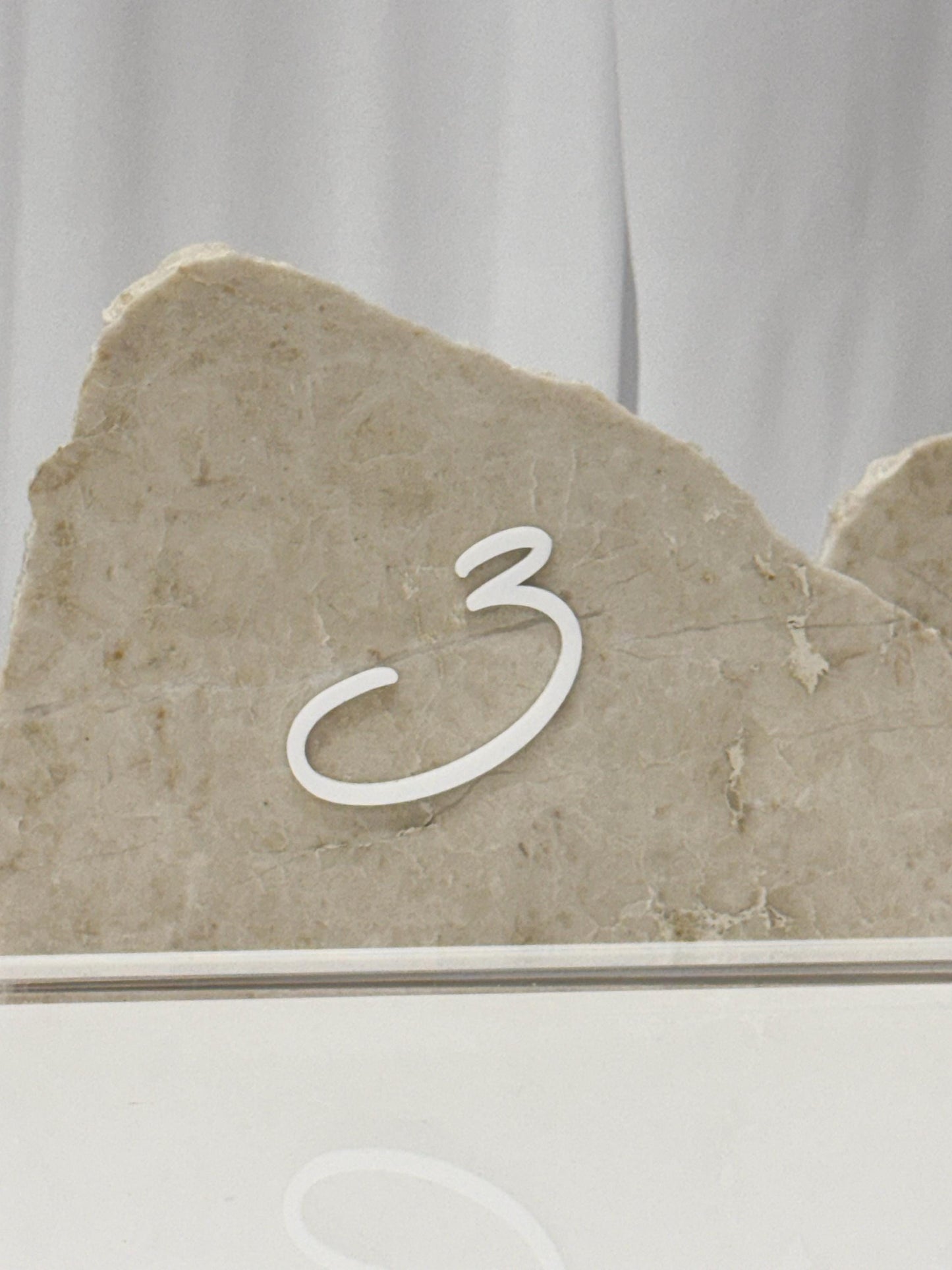 3D Marble Stone Acrylic Table Number Sign | Unique Wedding Signage | Custom Layered Decor | Travertine Marble | Modern Reception Decor