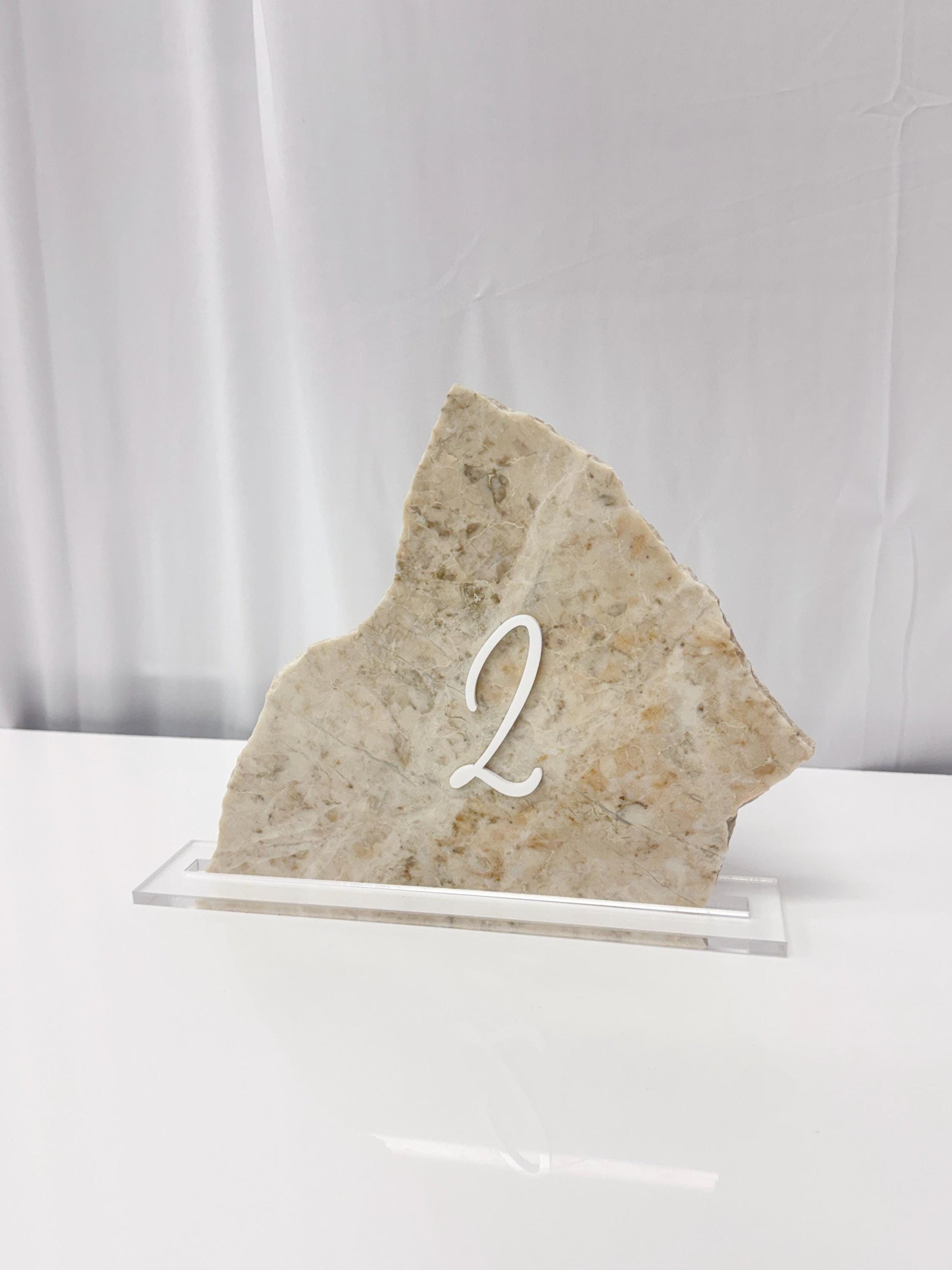 3D Marble Stone Acrylic Table Number Sign | Unique Wedding Signage | Custom Layered Decor | Travertine Marble | Modern Reception Decor