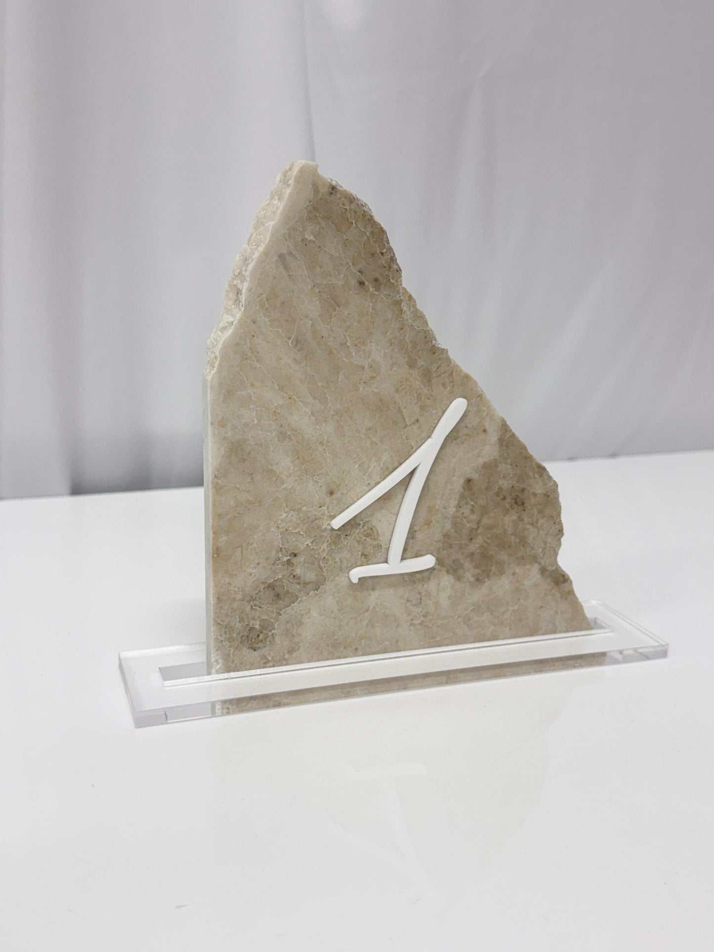 3D Marble Stone Acrylic Table Number Sign | Unique Wedding Signage | Custom Layered Decor | Travertine Marble | Modern Reception Decor