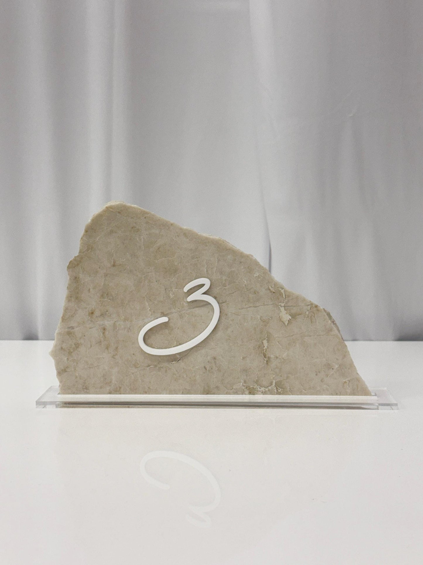 3D Marble Stone Acrylic Table Number Sign | Unique Wedding Signage | Custom Layered Decor | Travertine Marble | Modern Reception Decor