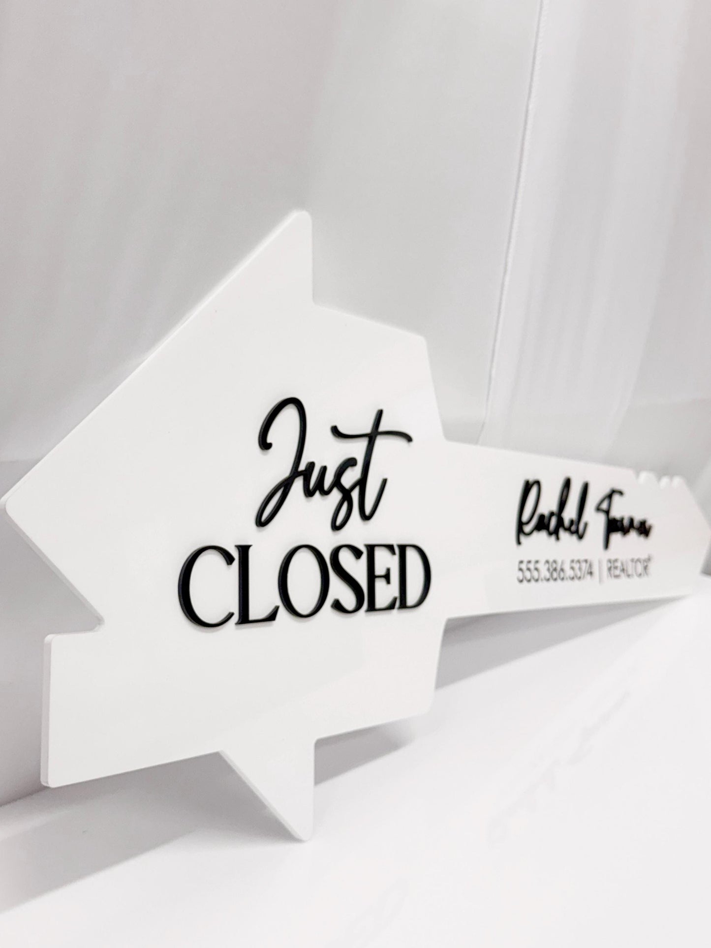 Just Closed Realtor Key | House Shaped Closing Sign | Personalized Real Estate Closing Prop | Realtor Gift | Open House Decor