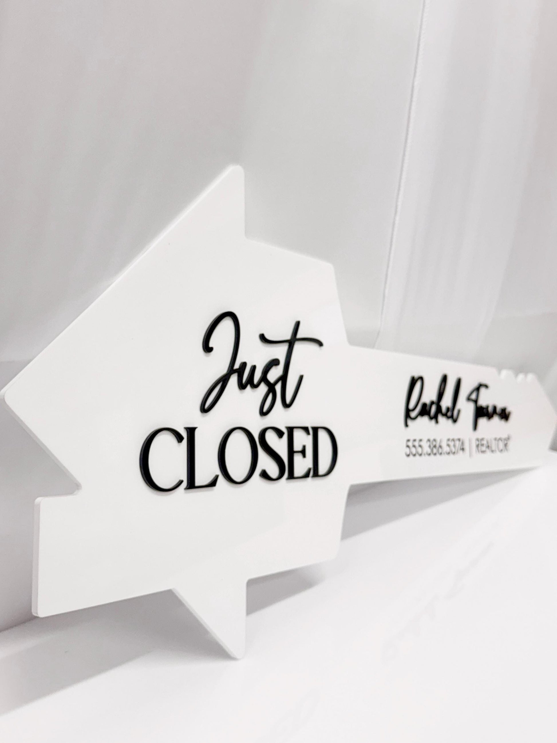 Just Closed Realtor Key | House Shaped Closing Sign | Personalized Real Estate Closing Prop | Realtor Gift | Open House Decor