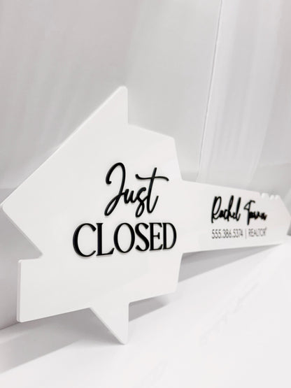 Just Closed Realtor Key | House Shaped Closing Sign | Personalized Real Estate Closing Prop | Realtor Gift | Open House Decor