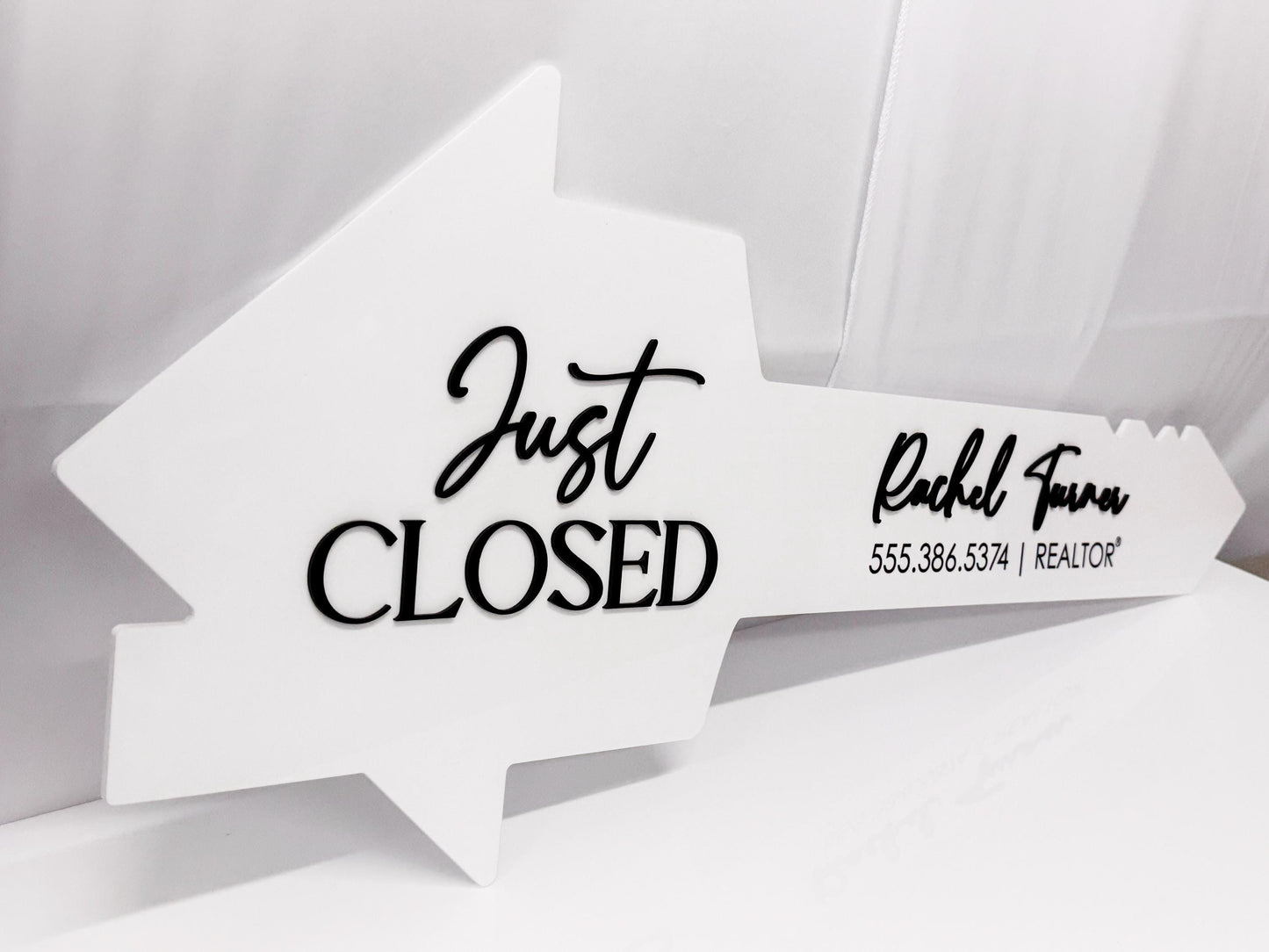 Just Closed Realtor Key | House Shaped Closing Sign | Personalized Real Estate Closing Prop | Realtor Gift | Open House Decor