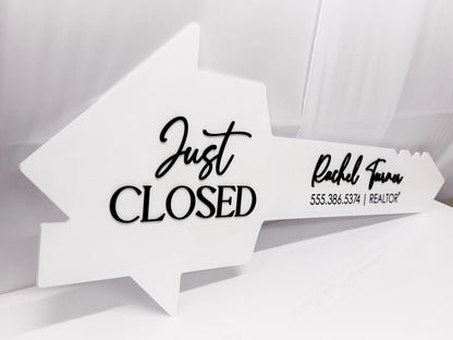 Just Closed Realtor Key | House Shaped Closing Sign | Personalized Real Estate Closing Prop | Realtor Gift | Open House Decor
