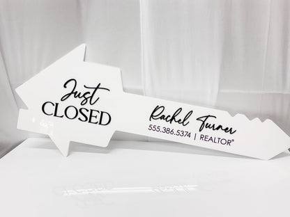 Just Closed Realtor Key | House Shaped Closing Sign | Personalized Real Estate Closing Prop | Realtor Gift | Open House Decor