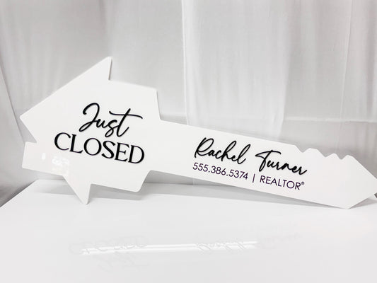 Just Closed Realtor Key | House Shaped Closing Sign | Personalized Real Estate Closing Prop | Realtor Gift | Open House Decor