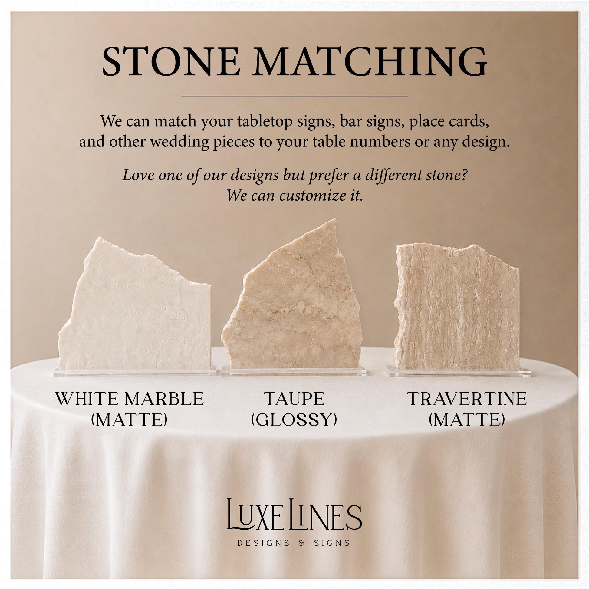 Travertine Stone 3D Bar Table Sign | Wedding Sign | Modern Wedding Decor | Favor Sign | Party Tabletop Signs | Bar Decor