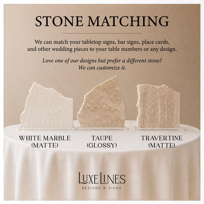 Travertine Stone 3D Bar Table Sign | Wedding Sign | Modern Wedding Decor | Favor Sign | Party Tabletop Signs | Bar Decor